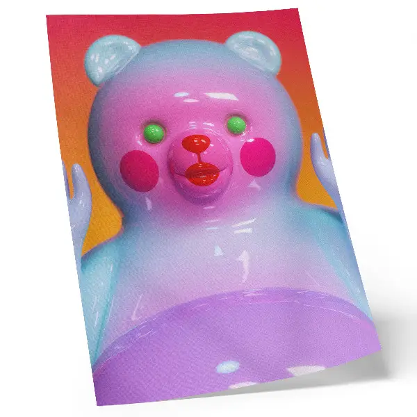 Decorative poster colorful teddy bear with a modern composition in vivid colors