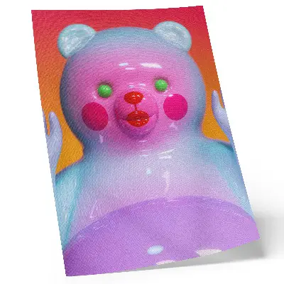 Decorative poster colorful teddy bear with a modern composition in vivid colors