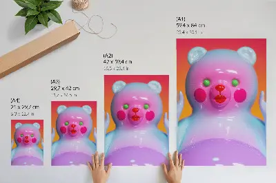 Decorative poster colorful teddy bear with a modern composition in vivid colors