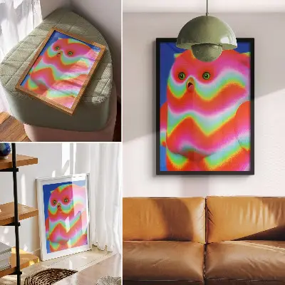 Poster colorful character with a cheerful pattern