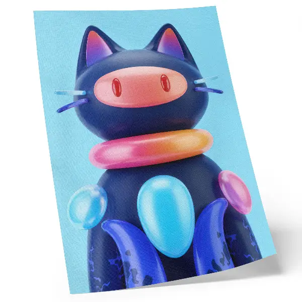 Art print featuring an adorable creature in a futuristic atmosphere with vivid colors