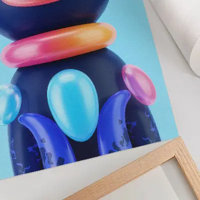 Art print featuring an adorable creature in a futuristic atmosphere with vivid colors