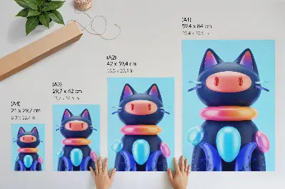 Art print featuring an adorable creature in a futuristic atmosphere with vivid colors