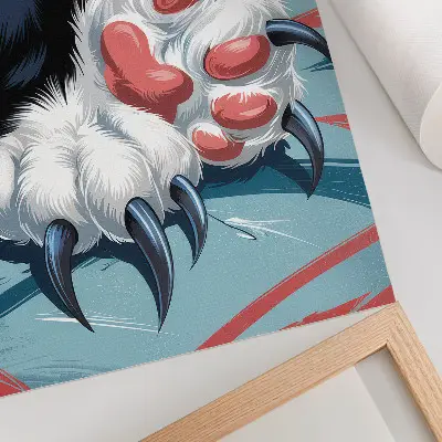 Premium wall art cat with claws in vivid colors with intense dynamics