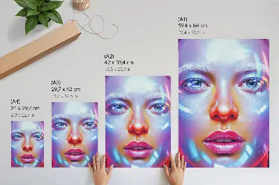 Futuristic portrait poster with energetic colors