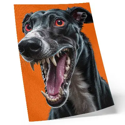 Poster black fur on an orange background with expressive details
