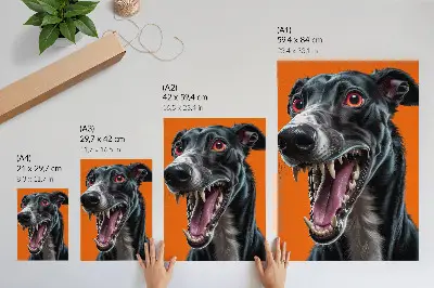 Poster black fur on an orange background with expressive details