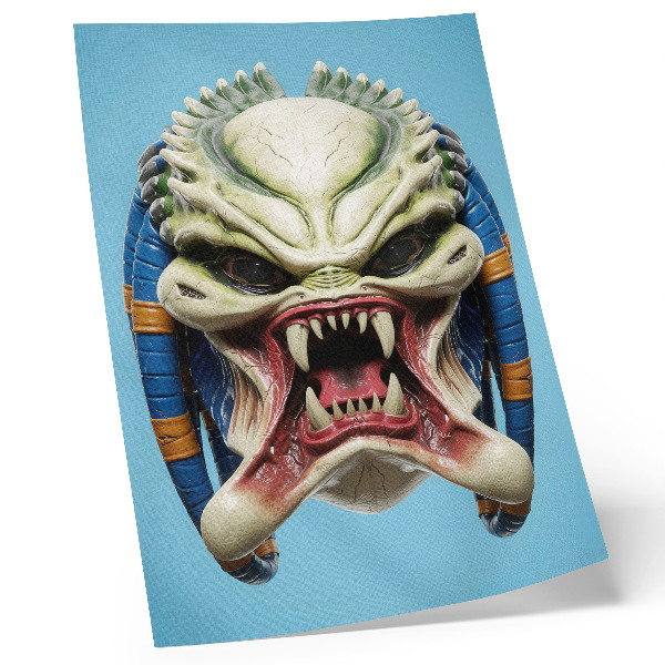 Premium wall art A striking monster mask in green and blue.