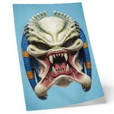 Monster mask wall art a striking design in green and blue