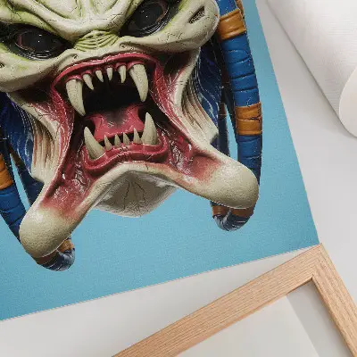 Monster mask wall art a striking design in green and blue