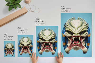 Premium wall art A striking monster mask in green and blue.