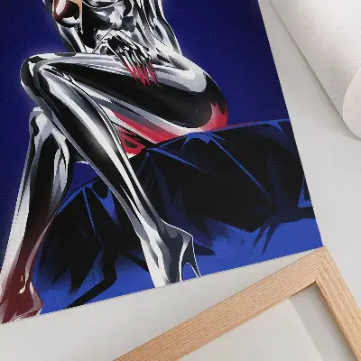 Poster futuristic figure with shiny elements and intense colors