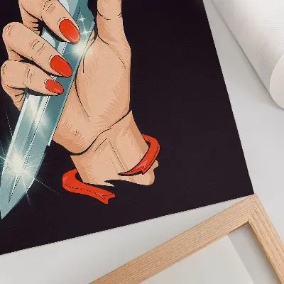 Art print hand with a dagger and flashing details