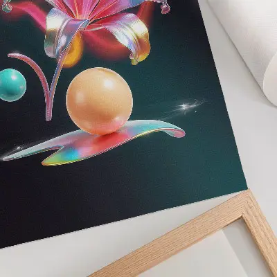 Colorful abstraction with a lily and balls poster