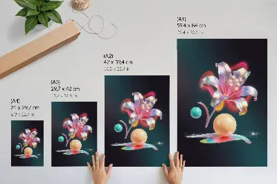 Colorful abstraction with a lily and balls poster