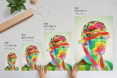 Art print Colorful waves on a futuristic figure