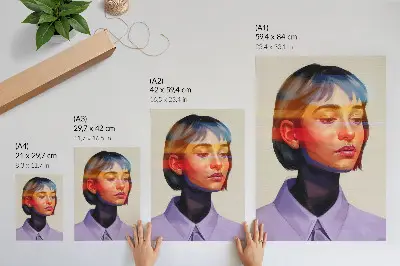 Decorative poster vibrant modern minimalist portrait