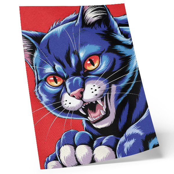 Premium wall art Energetic blue cat with orange accents