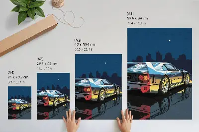 Sports car city night wall art modern elegance edition
