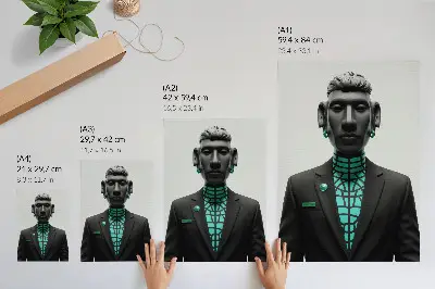 Poster futuristic style with expressive contrasts in turquoise