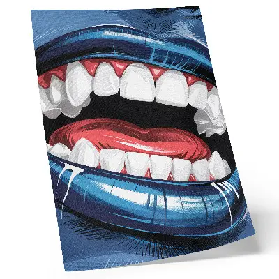 Art print with intense colors and a dynamic lips contrast design