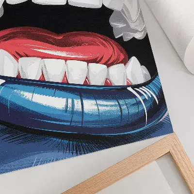 Art print with intense colors and a dynamic lips contrast design