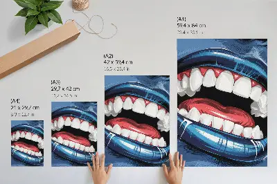 Art print with intense colors and a dynamic lips contrast design