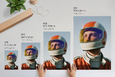 Poster A figure in a space helmet, futuristic atmosphere