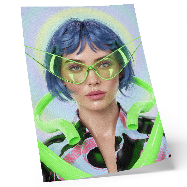 Art print A futuristic portrait of a woman with the energy of color