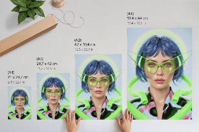 Art print A futuristic portrait of a woman with the energy of color