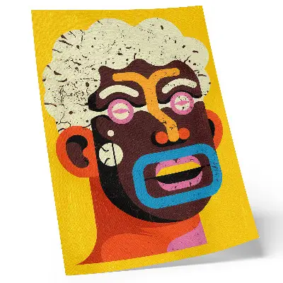Premium wall art colorful portrait with abstract shapes and intense colors