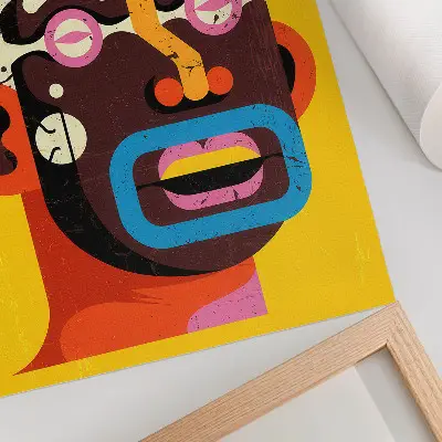 Premium wall art colorful portrait with abstract shapes and intense colors