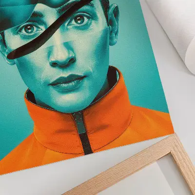 Poster contrasting colors with surreal dynamic forms