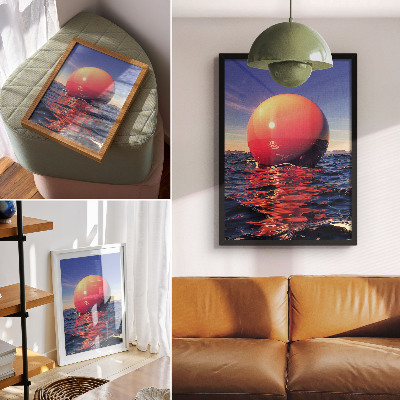 Premium wall art A huge ball on the water in warm colors