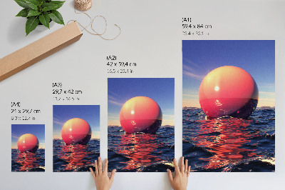 Premium wall art A huge ball on the water in warm colors