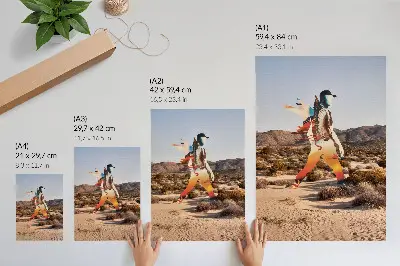 Decorative poster surreal figure in the desert motif