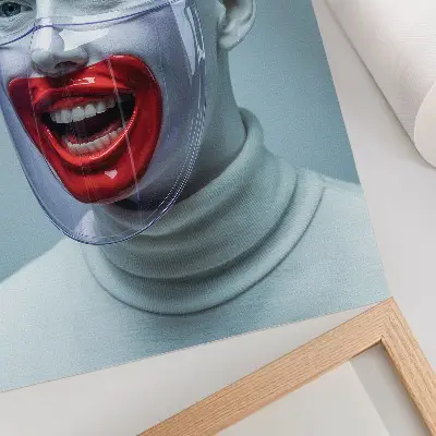 Modern face in a mask poster glazed face red