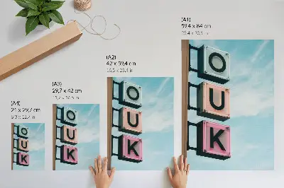 Premium wall art modern neon letters in pastel colors