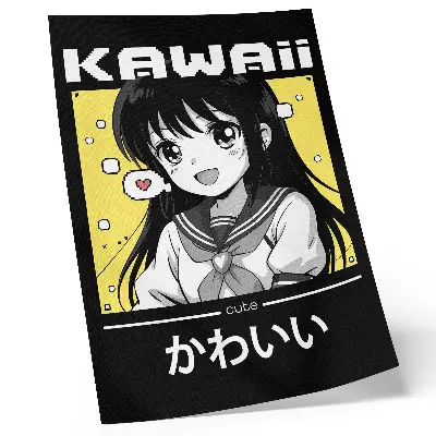 Decorative poster manga style with black lines and yellow accents
