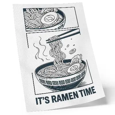 Art print featuring a comic book style ramen bowl with chopsticks and soak up the flavor text
