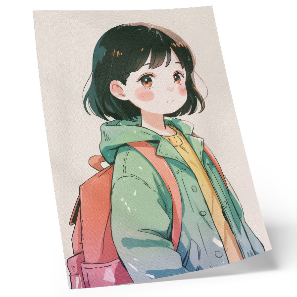 Decorative poster Illustrated portrait of a girl in pastel colors
