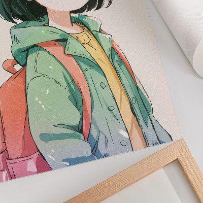 Decorative poster Illustrated portrait of a girl in pastel colors