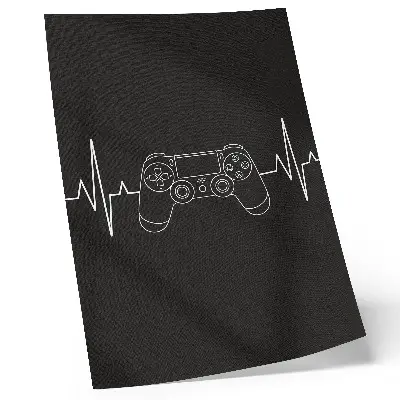 Minimalist gaming theme heart art print black and white