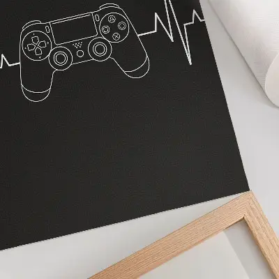 Minimalist gaming theme heart art print black and white