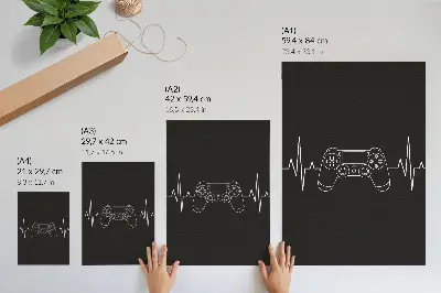 Minimalist gaming theme heart art print black and white