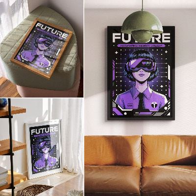 Decorative poster Future Technology Purple Dynamic Theme