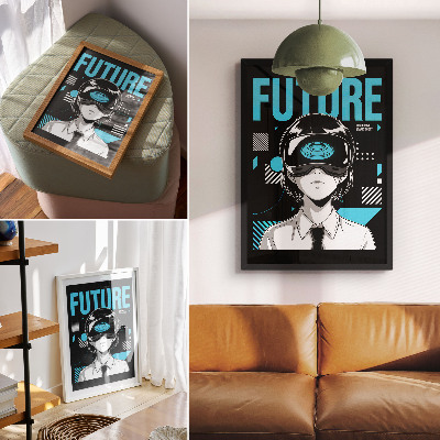 Poster A modern character in VR glasses