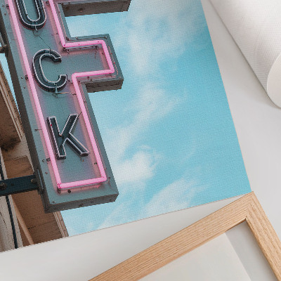Premium wall art Neon retro sign blue sky intense colors