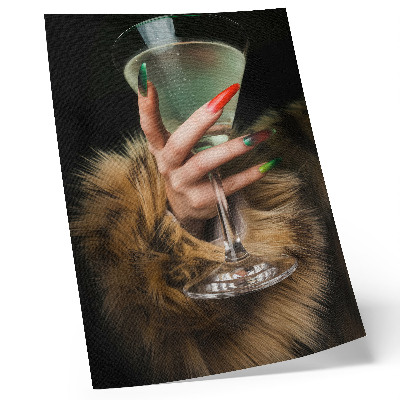 Premium wall art Hand with colored nails glass fur