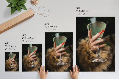 Premium wall art Hand with colored nails glass fur